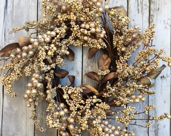 Berry Wreath, Wlegant Christmas Wreath, Glitter Wreath for Door, Christmas Berry Wreath