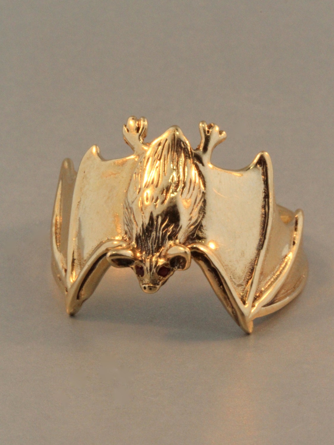 Gold Bat Ring Bat Ring Bat Jewelry Classic Bat Ring with Ruby