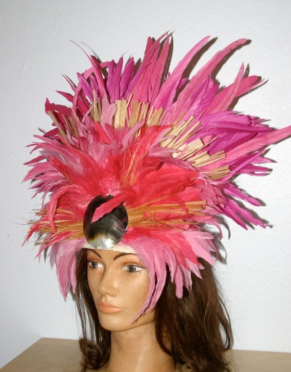 Pink Elephant : Feathered Headdress by KaLimaNanea on Etsy