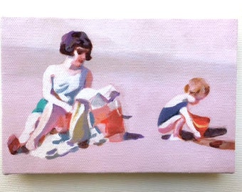 My little one- Tiny canvas print /art print / CHILDREN / STRIP / black and white small print / sea drawing-- wall hanging