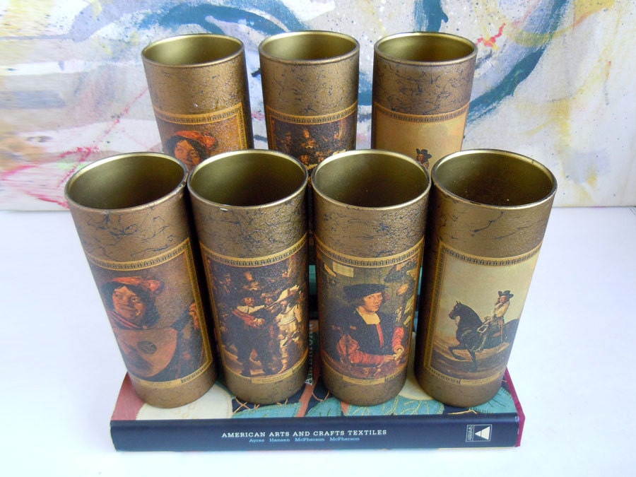 7 Jim Beam Whiskey Drinking Glasses 1960s Vintage by RecycledWares