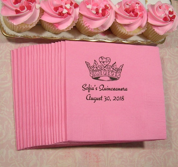 Quinceanera napkins Mis Quince Mis Quince Anos by TQUniqueNapkins