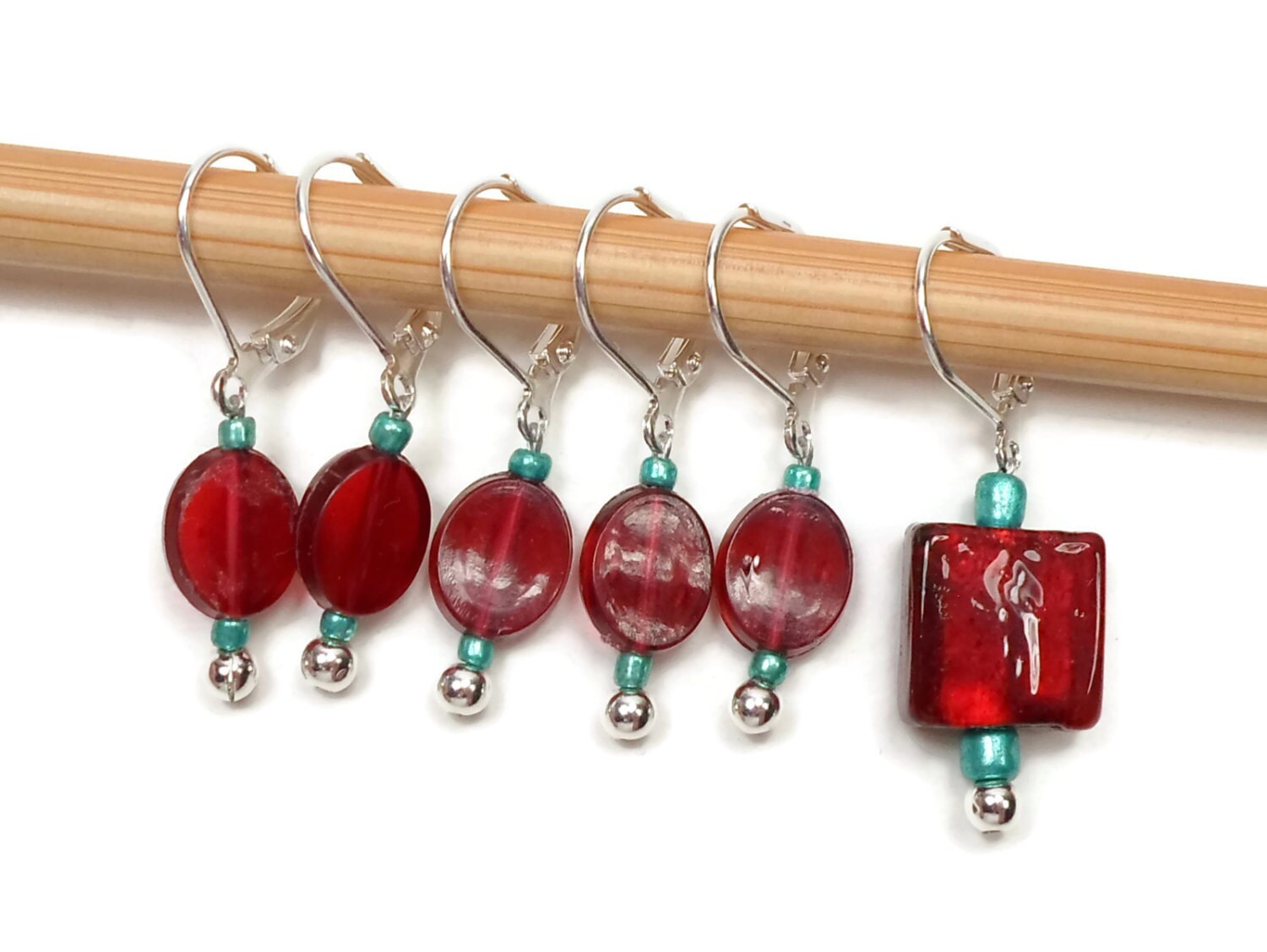 Removable Stitch Markers Crochet Row Markers Red by TJBdesigns