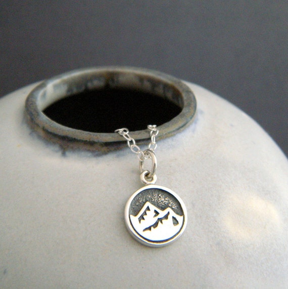 tiny silver earth element necklace mountain peaks mt range