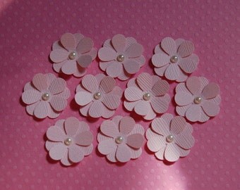 Paper Flowers in Pastel Pink-Set of 10 Flowers-1 Inch Size-Wedding Decoration-Baby Shower-Card Making-Scrapbooking-Tiny-Craft-Ready to Ship