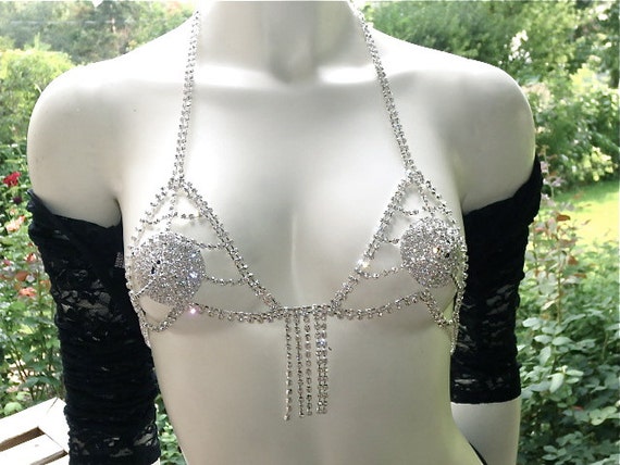 Festival Rhinestone Lingerie Crystal Bra Chain Halter Fringe