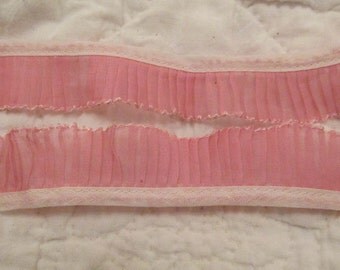 Vintage Trim Pleated organza 3 1/2 yards x 1" wide
