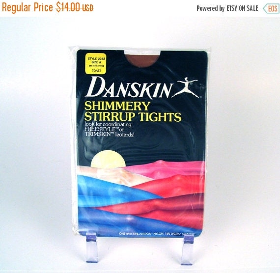 1980s Danskin Tights Toast Brown Shimmery Stirrup Leggings Dance Aerobic A