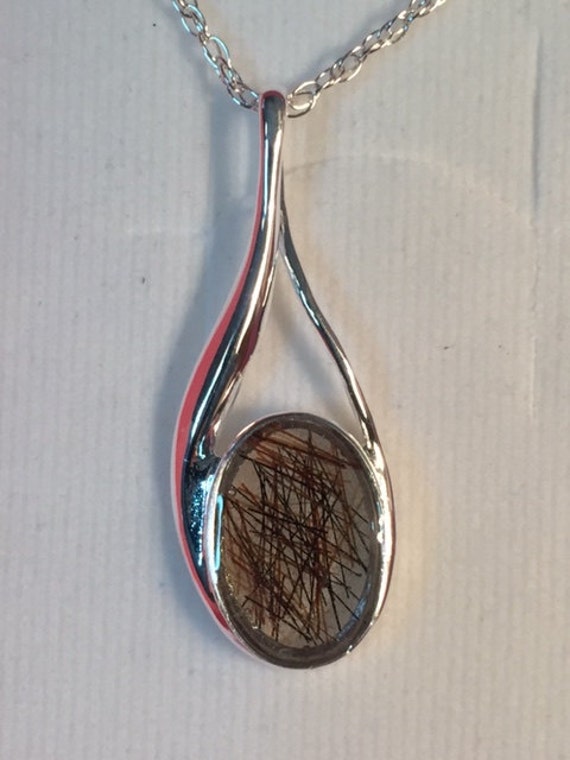 Horse Hair Jewelry Sterling Silver teardrop pendant Horsehair