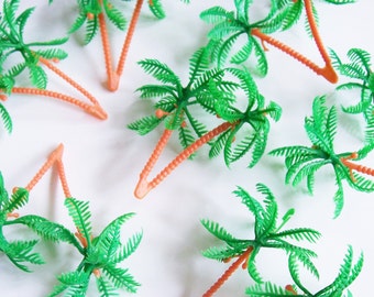 12 Mini Tropical Palm Tree Cupcake Picks 3"
