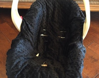 Black Minky Baby Car Seat Pad Liner - Chicco - Graco Snugride - Britax - Safety 1st - Or Choose Your Own Color