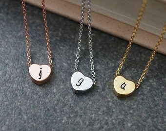 Dainty heart Necklace Initial Necklace Personalized necklace Bridesmaid Gifts Christmas gift for her Personalized jewelry monogram jewelry