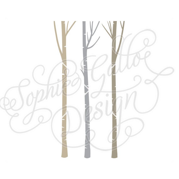 Download 3 Birch Trees Forest SVG DXF PNG digital download files