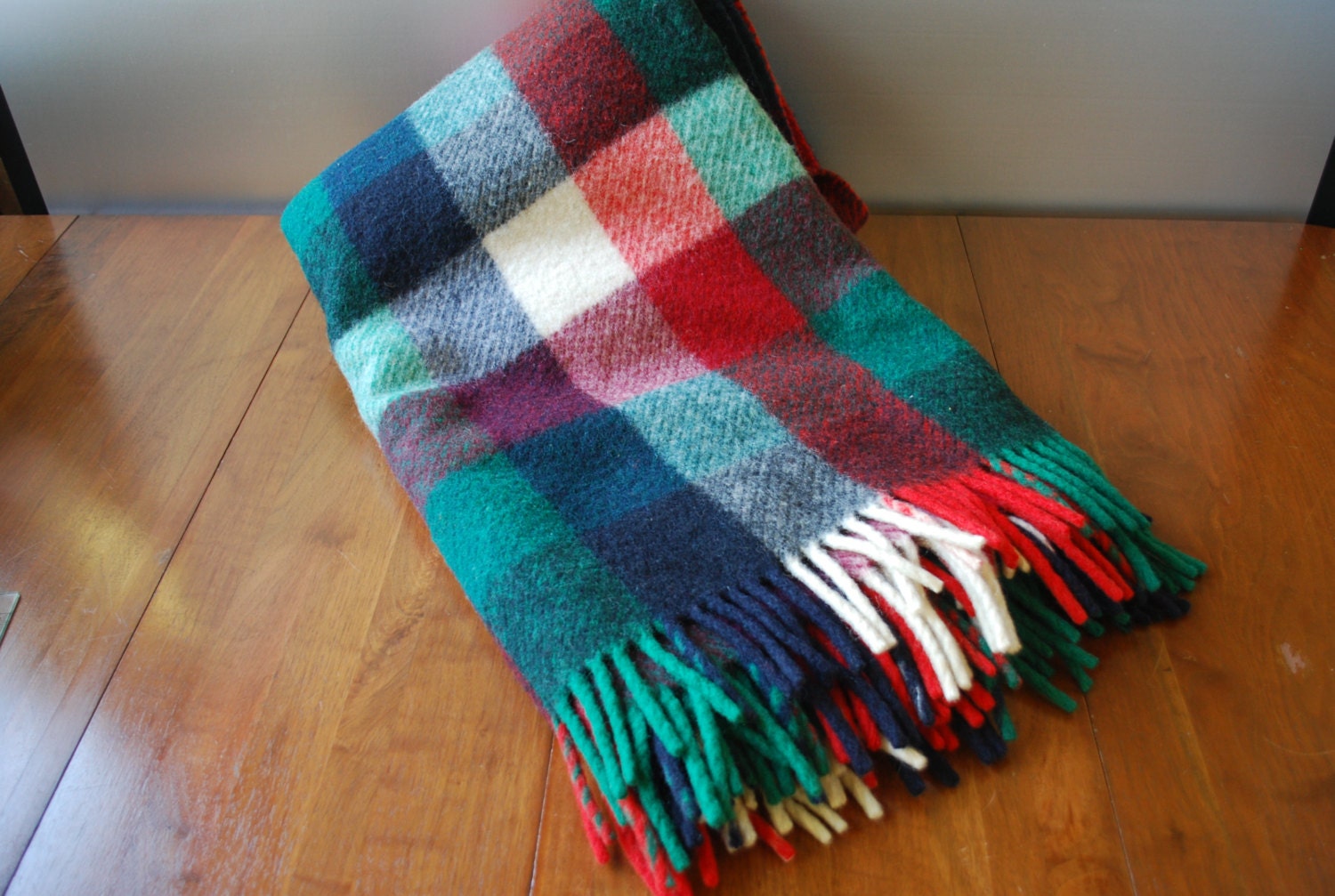 vintage wool plaid blanket Irish Wool blanket Tartan Plaid