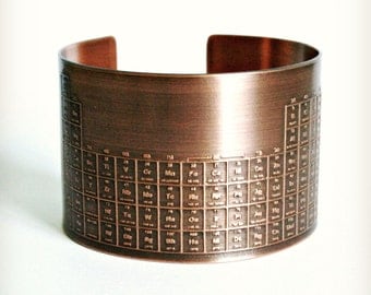 COPPER CUFF BRACELET - Periodic Table of Elements - Handmade - Graduate Gift - Can Be Personalized with Your Own Designs or Text!