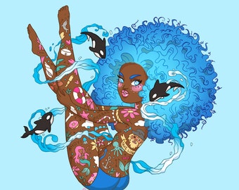 A4 Nautical Tattooed Lady Print
