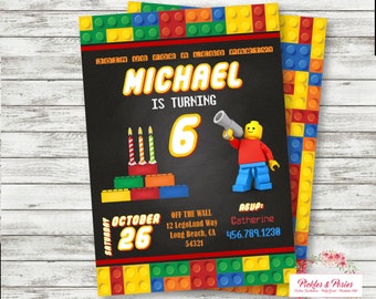 LEGO Birthday Invitation - PERSONALIZED - LEGO Block Party - Custom Personalized Birthday Invitation - Printable Download