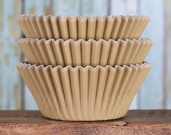 Light Brown Cupcake Liners, BakeBright Cupcake Liners, Brown Baking Cups, Cupcake Cases, Cupcake Wrappers, Pale Gold Cupcake Liners (50)