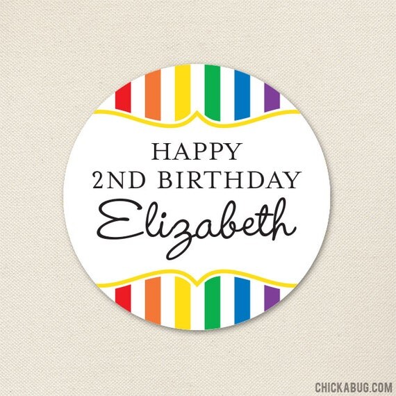 Rainbow Party - Custom Stickers - Sheet of 12 or 24 Il_570xn