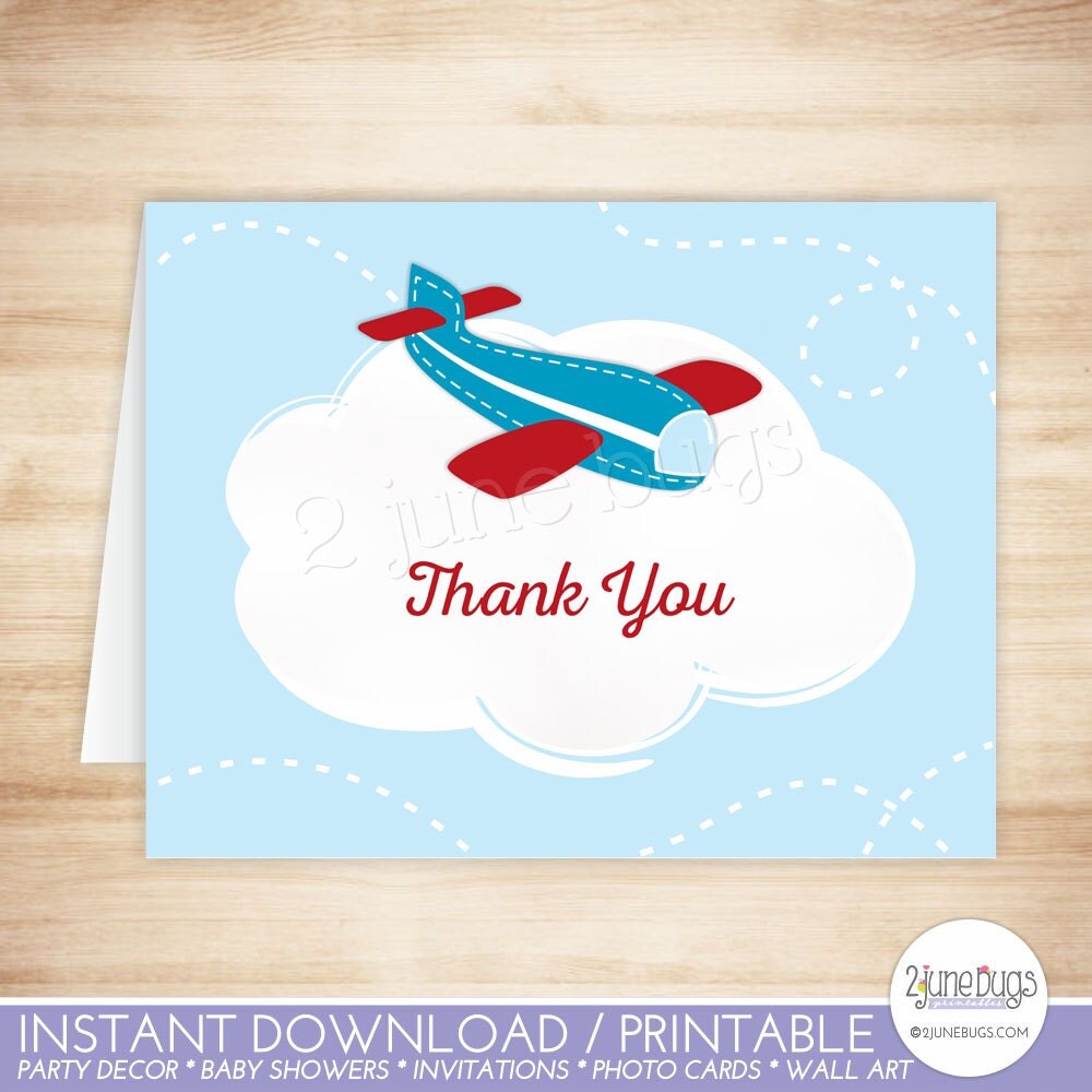 Airplane Thank You Card Template Airplane Folded Thank You