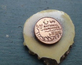 Vintage BOY SCOUTS 1969 National Jamboree Commemorative Coin Mounted