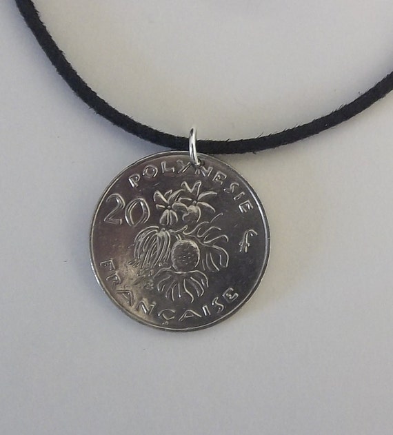 Polynesia Coin Necklace 20 Francs Mens Necklace Womens