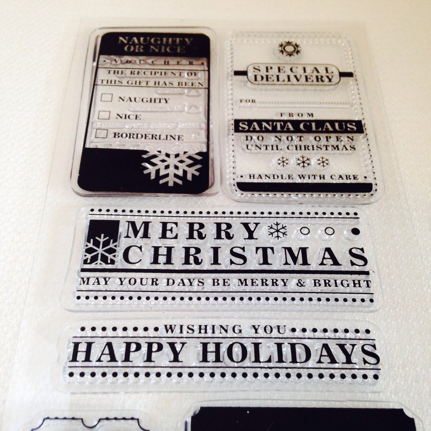 Christmas Cling Stamps Set of 7 Clear Acrylic Stamps