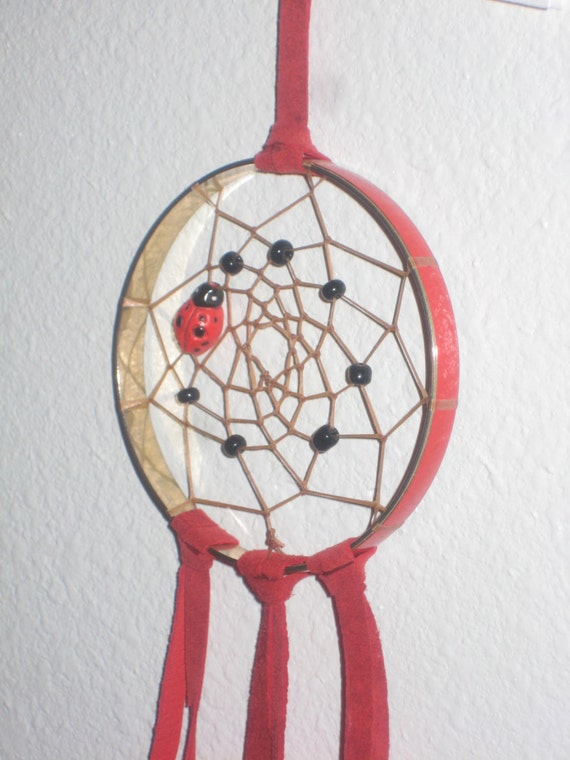 Lady Bug Dream Catcher 2.75 inch by moonshadowgift on Etsy