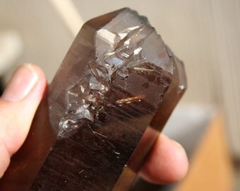 Smokey Quartz Double Terminated Crystal Specimen With Rutile