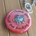 Teacher pendant... thank you for helping me grow...coral red bead shell word quote phrase teacher appreciation necklace pendant with chain