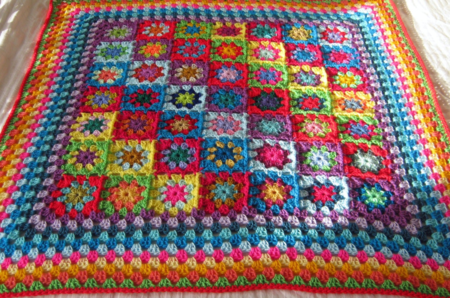 NEW Ready To SHIP Kaleidoscope Granny Squares Blanket Crochet