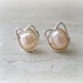 Kitty Cat Stud Earrings, Peach Pearl Posts, Sterling Wire Wrap Earrings, Cat Jewelry, Cat Lovers, Pearl Stud Earring, Natural Pearl Studs