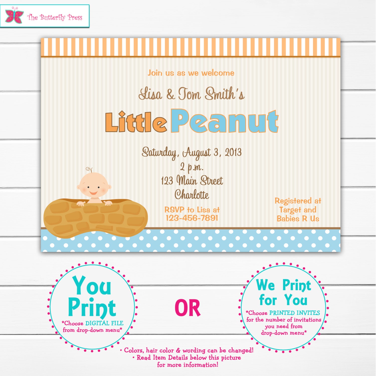 Little Peanut Baby shower invitation little peanut you