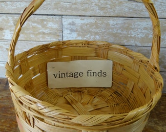 Vintage Easter Woven Basket Sweet Large Shabby Chic
