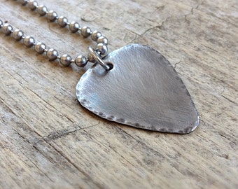 Men's Rustic Guitar Pick Necklace, Stainless Steel Jewelry, Gift For Him, Dad Gift, Boyfriend Gift, Groomsmen Gift, Musician Necklace