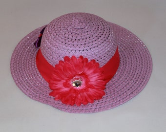 Tea Party Hat - Lavender Easter Bonnet with Satin Ribbon - Girls Sun Hat - Easter Hat - Birthday Hat - Sunday Dress Hat - Derby Hat 1693