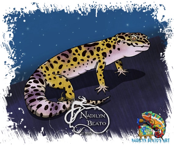 Leopard Gecko Daily Creature Print by NadilynBeatosArt on Etsy
