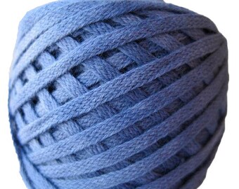 Flat Braid, 100% Organic Cotton, 25 Yards, Hand-Dyed, Midnight Blue