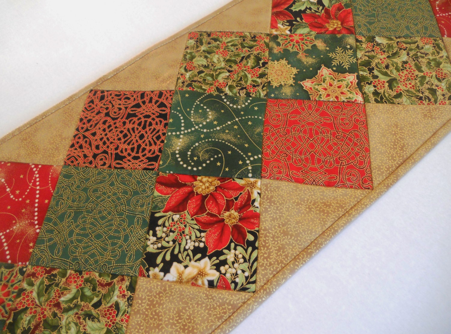 Quilted Table Runner Winter Christmas Elegant Table Runner
