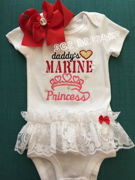 Marine outfit for baby Marine Princess Onesie with by SCEdesigns