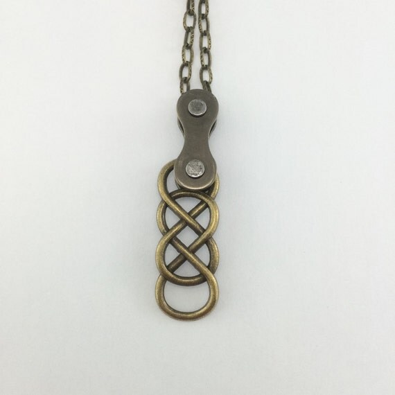 Double infinity bicycle necklace mountain bike jewelry bmx