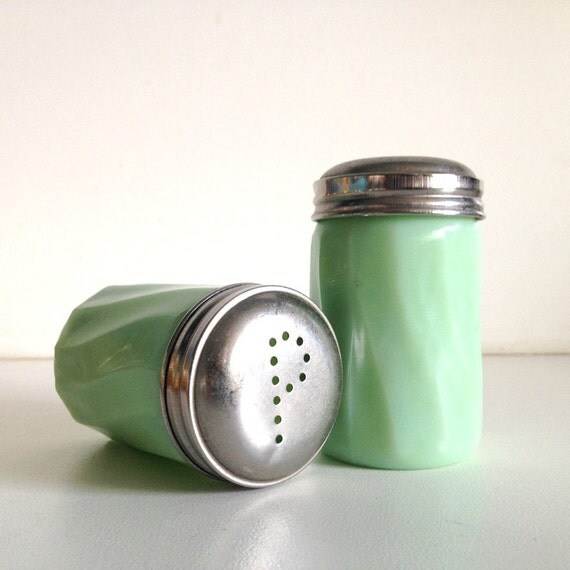 Fire King Jadeite Salt & Pepper Shakers by 4EnvisioningVintage