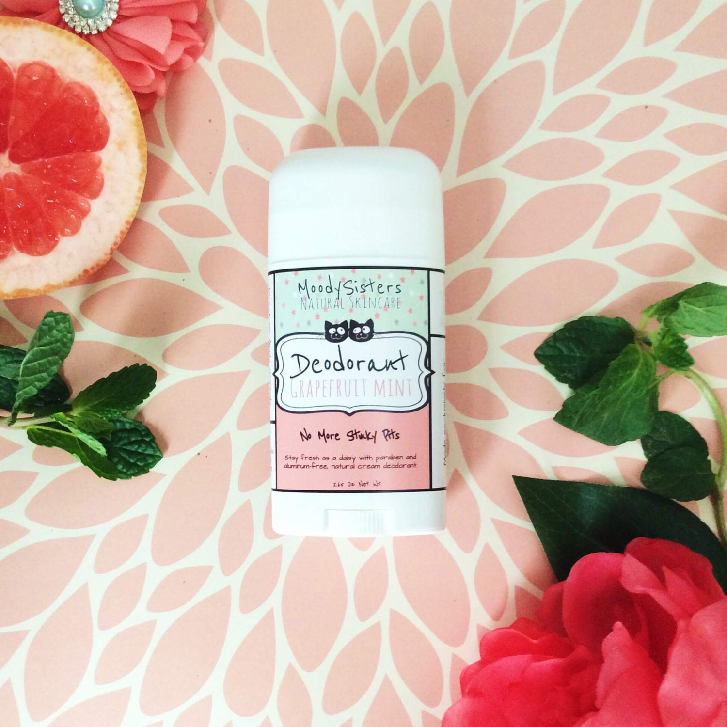 Organic Vegan Deodorant Grapefruit Mint Natural Organic