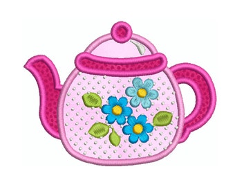 KITCHEN 9 TEAPOT - Machine Applique Embroidery - Instant Digital Download