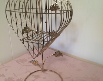 WEEK SALE Antiqued Golden Bird Cage. Jewelry Stand. Decoration for your elegance~ elegant cage comes with self standing wire hanger