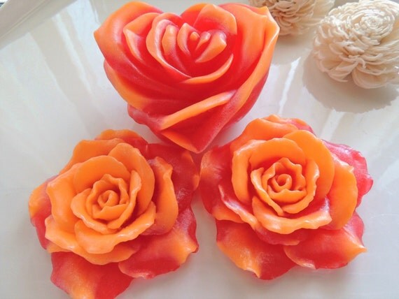 3 Rose Flower Soaps For Her Garden Flowers Set Of 3 A