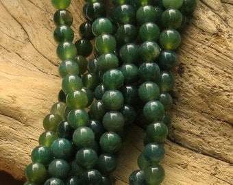 Moss Agate - 6mm Round - 15 inch strand of 58 beads