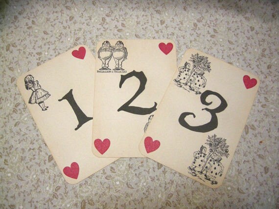 Items similar to Alice in Wonderland Table Numbers - ephemera, vintage ...