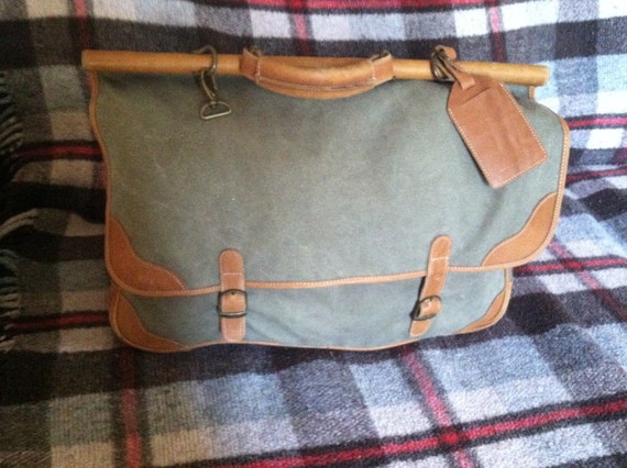 Vintage 1800s cowboy saddle bag look green canvas leather