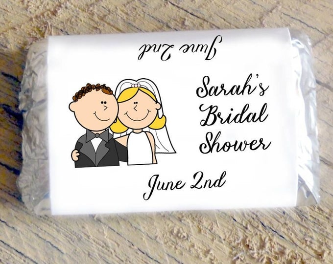 Bride and Groom Cartoon Candy Bar Wrappers for Bridal Shower ~ Wedding ~ Rehearsal Dinner Favors Candy Wrappers Mini Chocolate Wrappers